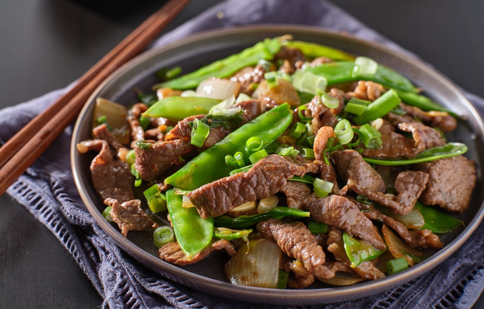 Dialysis recipes - Sautéed Beef with Snow Peas